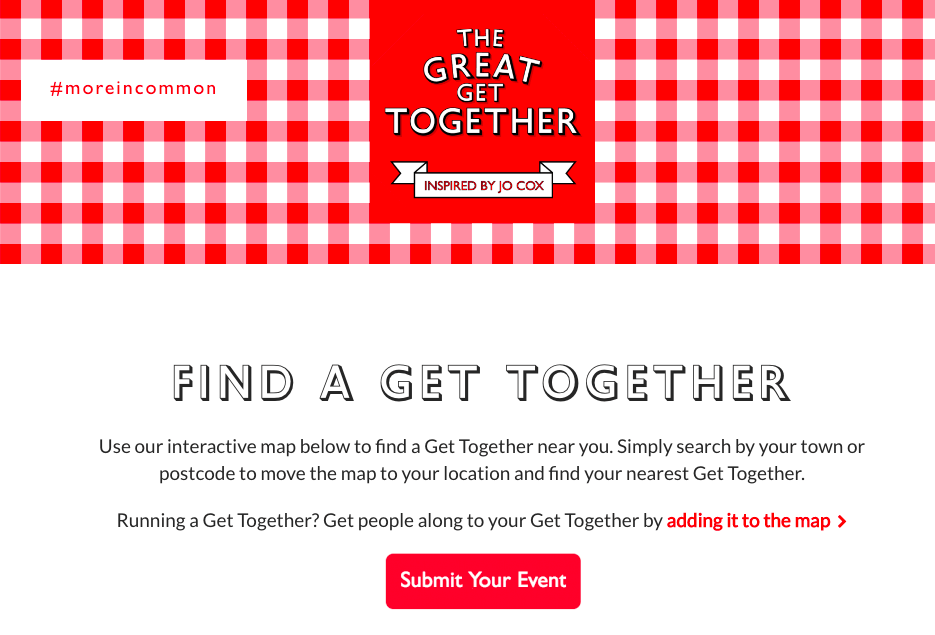  The Find an Event page on the Great Get Together website 