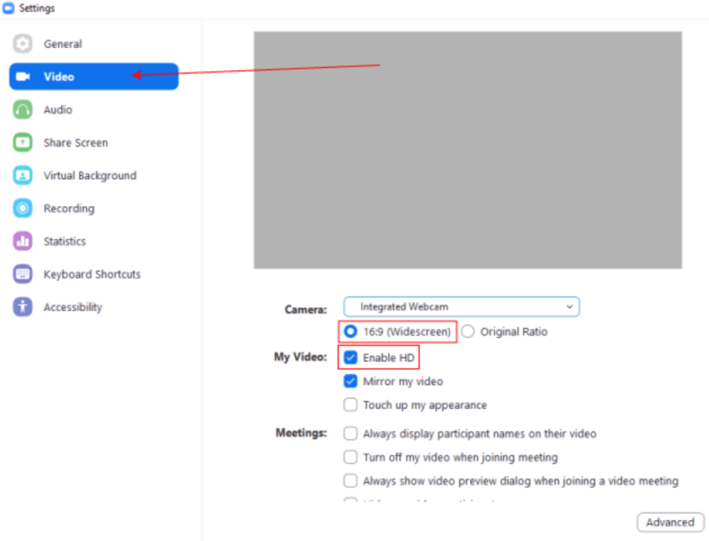 Enable HD and 16:9 widescreen aspect ratio