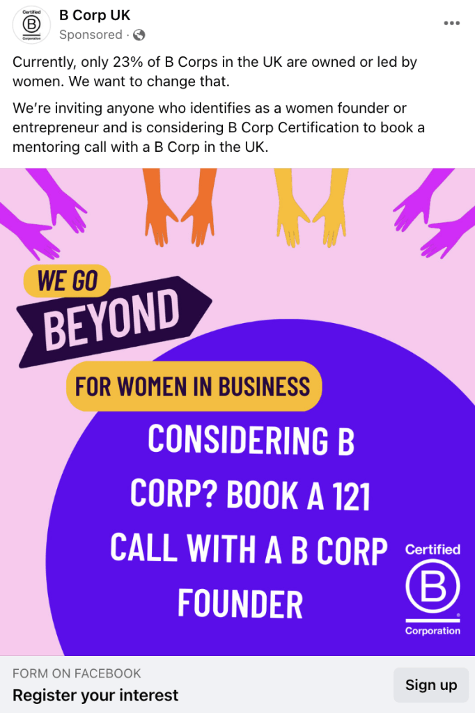 B Lab UK Paid Social Ad for B Corp Month