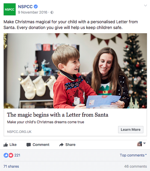 NSPCC Christmas Facebook Ad