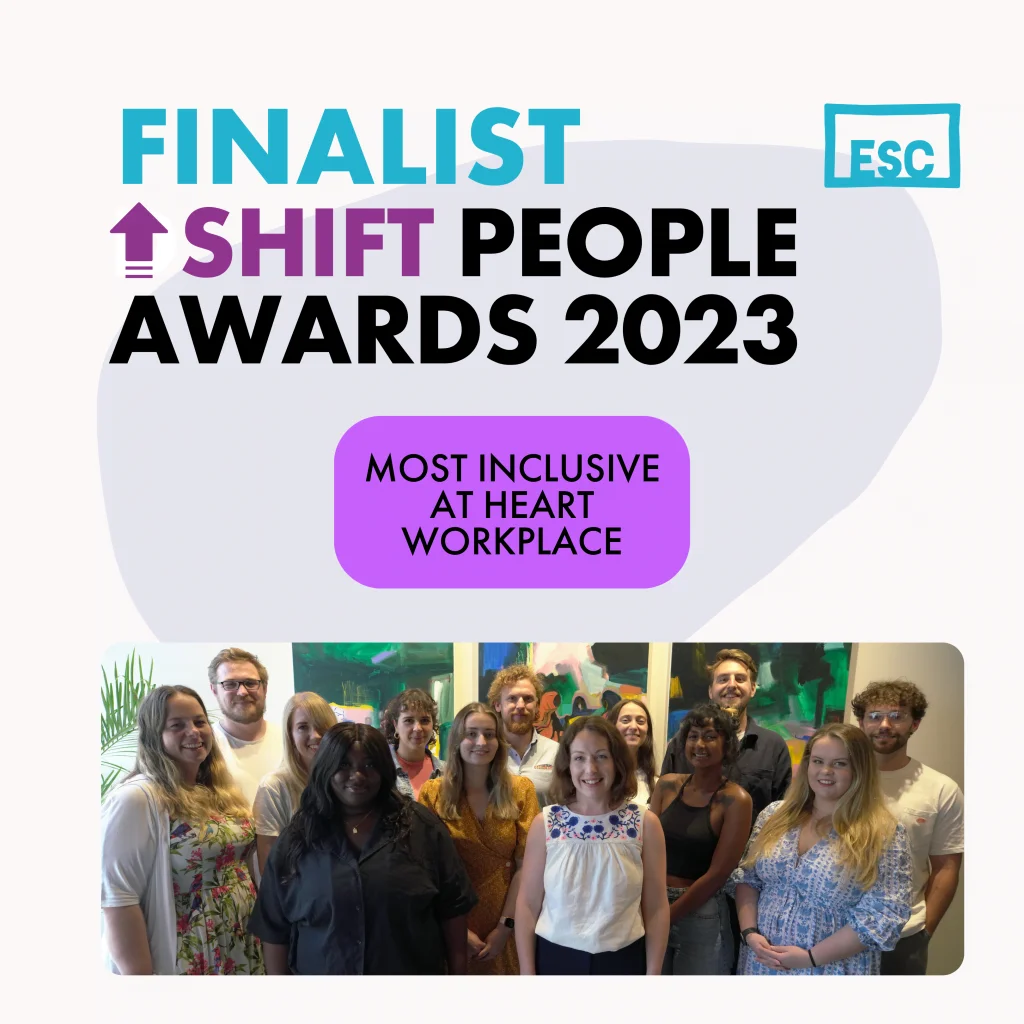 Finalist at Shift People Awards 2023 - "Most inclusive at heart workplace" category. A photo of the Empower team.