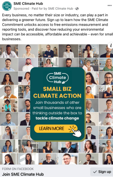 SME Climate Hub LinkedIn Ad